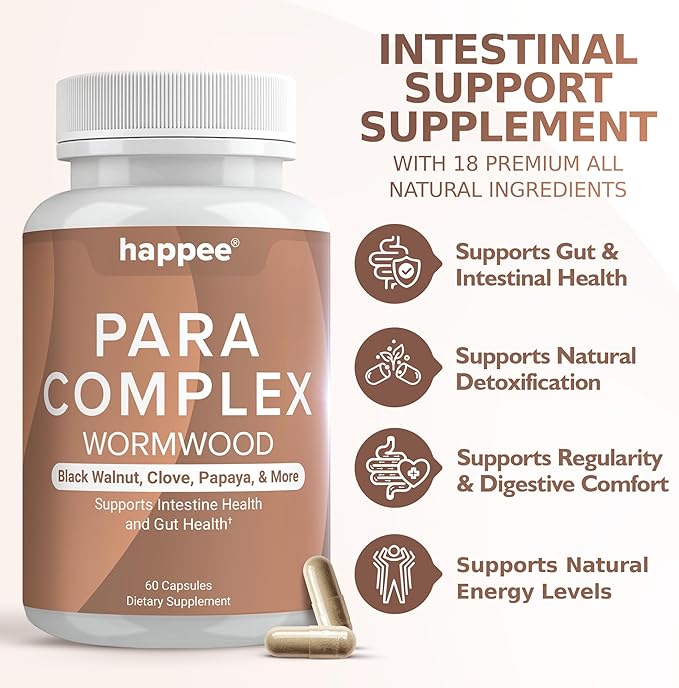 ParaComplex Intestinal Guard for Humans with Wormwood Black Walnut Cloves Garlic & More – Complete Herbal Cleanse for Gut Health & Digestive Balance – 60 Capsules
