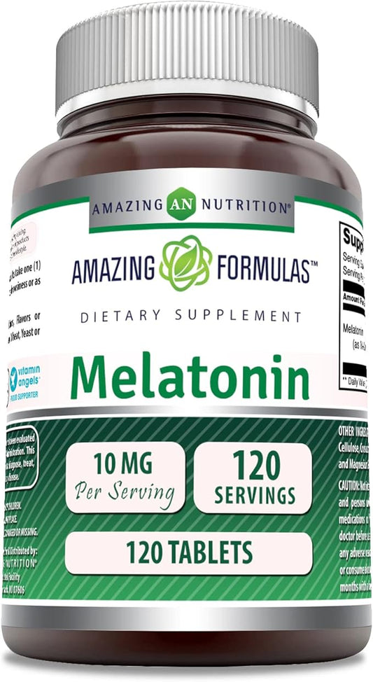 Amazing Formulas Melatonin Supplement | 10 Mg | 120 Tablets | Non-GMO | Gluten-Free | Made in USA