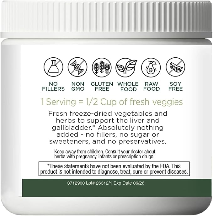 ECLECTIC INSTITUTE Raw Freeze-Dried Non-GMO Organic Liver and Gallbladder Support | Whole Food Powder with Milk Thistle, Beet Juice, Dandelion, Turmeric, Cinnamon | 90 Grams