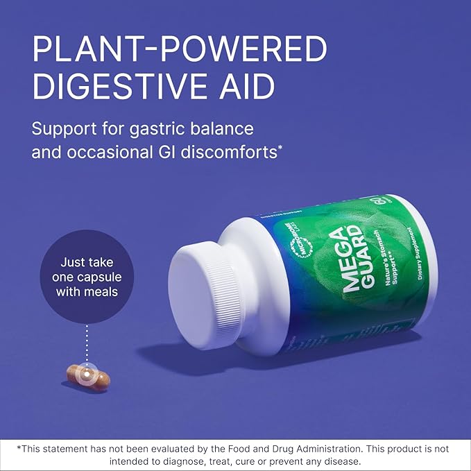 Microbiome Labs MegaGuard Gut Health Supplements - Ginger Root, Licorice Root & Artichoke Leaf Extract to Support Digestive Health & Occasional Gas - for Women, Men & Kids 8+ (60 Capsules)