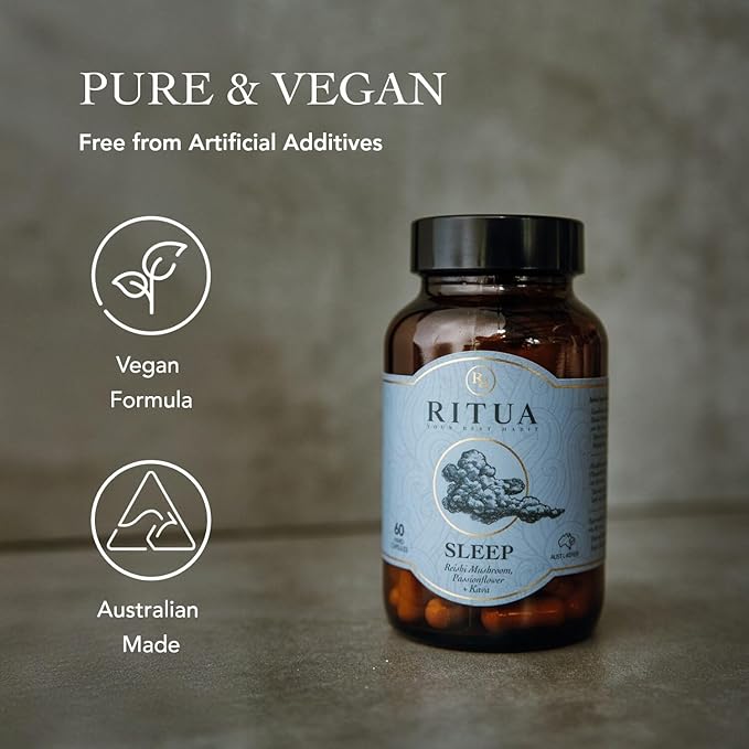 Wellness Natural Sleep Supplement, Deep Sleep Aid, Mushroom Supplement with Kava Powder, Reishi Mushroom and Passionflower Extracts, Alternate to Sleep Gummies, Promotes Relaxation, 60 Capsules