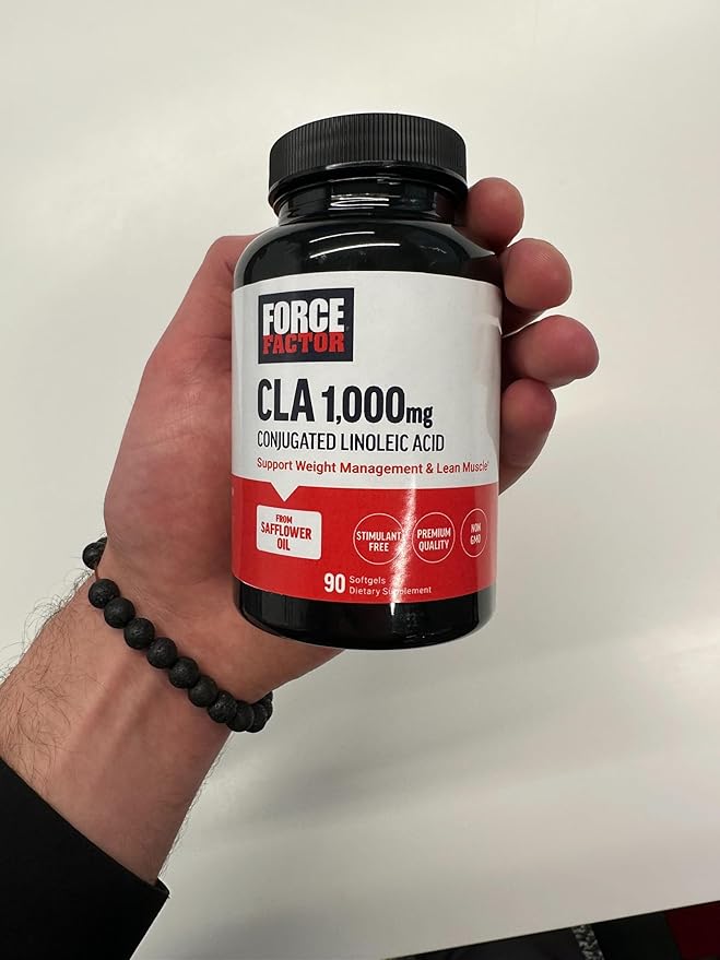 FORCE FACTOR CLA Supplements, CLA 1000 mg, Conjugated Linoleic Acid to Support Body Composition and Lean Muscle Mass, Made from Safflower Oil, Stimulant Free, Non-GMO, 90 Softgels