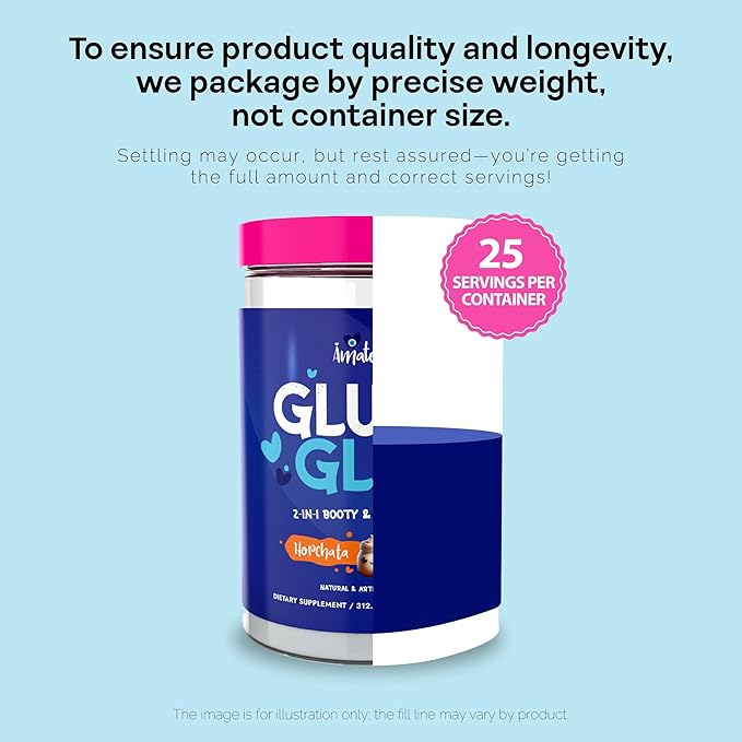 Glute Y Glow, Creatine for Women 2-in-1 Booty & Beauty Elixir W/Creatina para Glúteos┃Supports Faster Hair Growth, Stronger Nails & Glowing Skin - Horchata Flavor