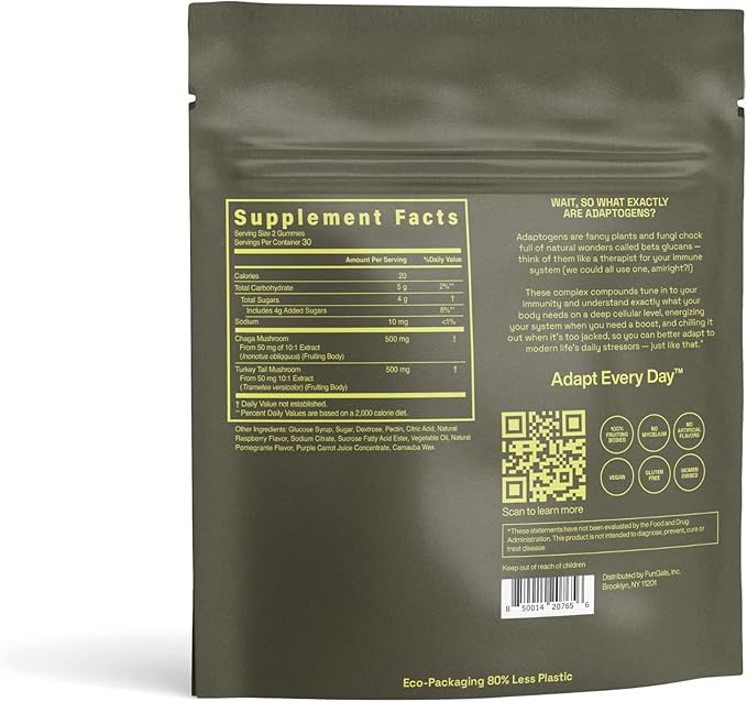 Earth and Star Mushroom Gummies - Gut Support | Chaga and Turkey Tail Mushrooms | Nootropic Mushroom Supplement Boosting Digestive and Gut Health | 60 Gummies