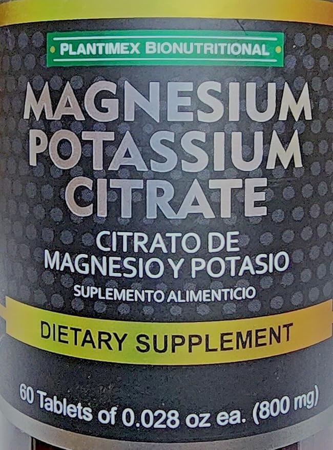 Magnesium Potassium Citrate Nutricost Potassium (400mg) Magnesium (400 mg) Citrates, 60Capsules -PLANTIMEX Dietary Supplement 60 Tablets. (800 mg)