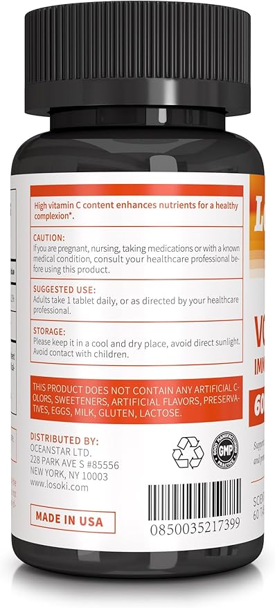 VC 1000 - High-Dose Vitamin C Supplements for Immune Support & Antioxidant Protection - Buffered Formula with Rose HIPS Powder - 60 Tablet