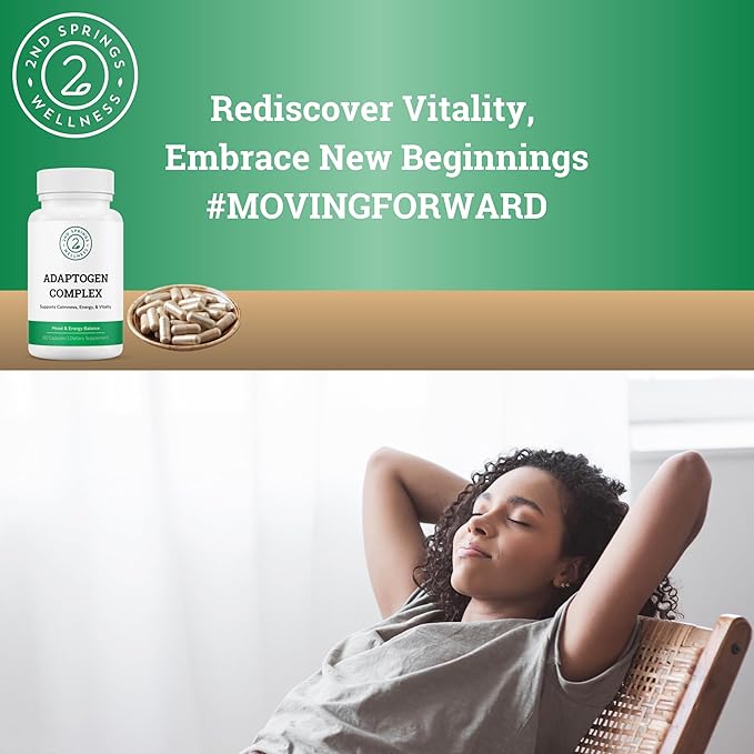 Adaptogen Complex Calmness, Energy and Vitality Booster - Ashwagandha, Schisandra, Astragalus, Ginseng, Rhodiola, and More - Promotes Balance, Focus, and Overall Well-Being - 60 Ct