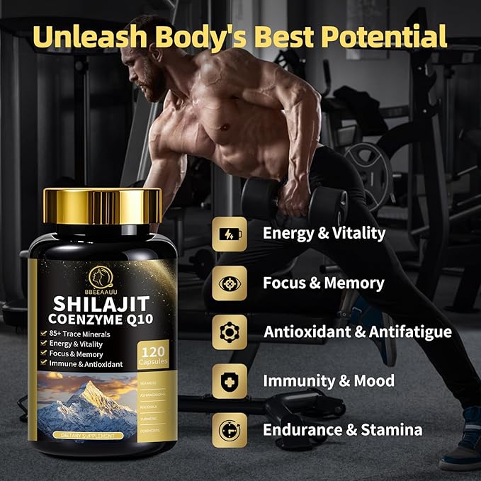 Shilajit for Men & Women with Sea Moss & Ashwagandha,12 in 1 Himalayan Shilajit Supplements Capsules with Coenzyme Q10, Fulvic Acid & Humic Acid, Lion's Mane, Support Energy & Immunity, 120 Counts