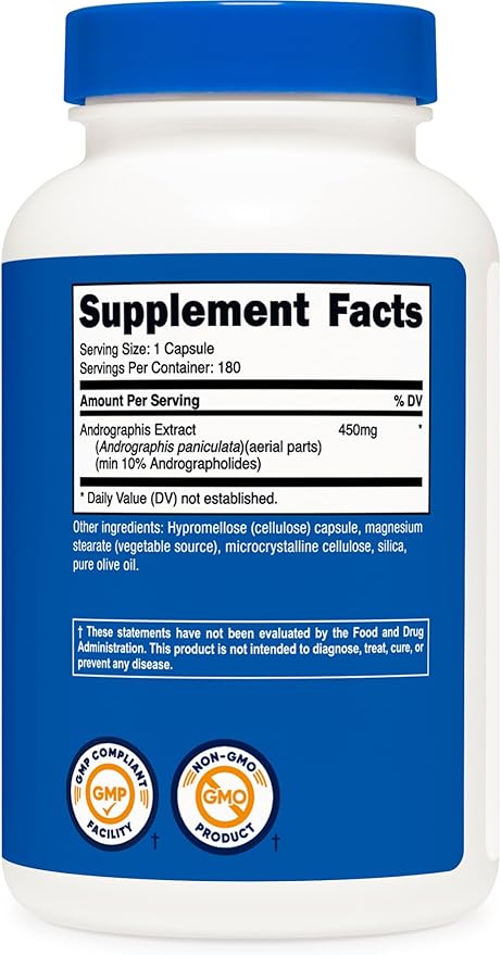 Nutricost Andrographis Extract 450mg, 180 Vegetarian Capsules - Non-GMO & Gluten Free