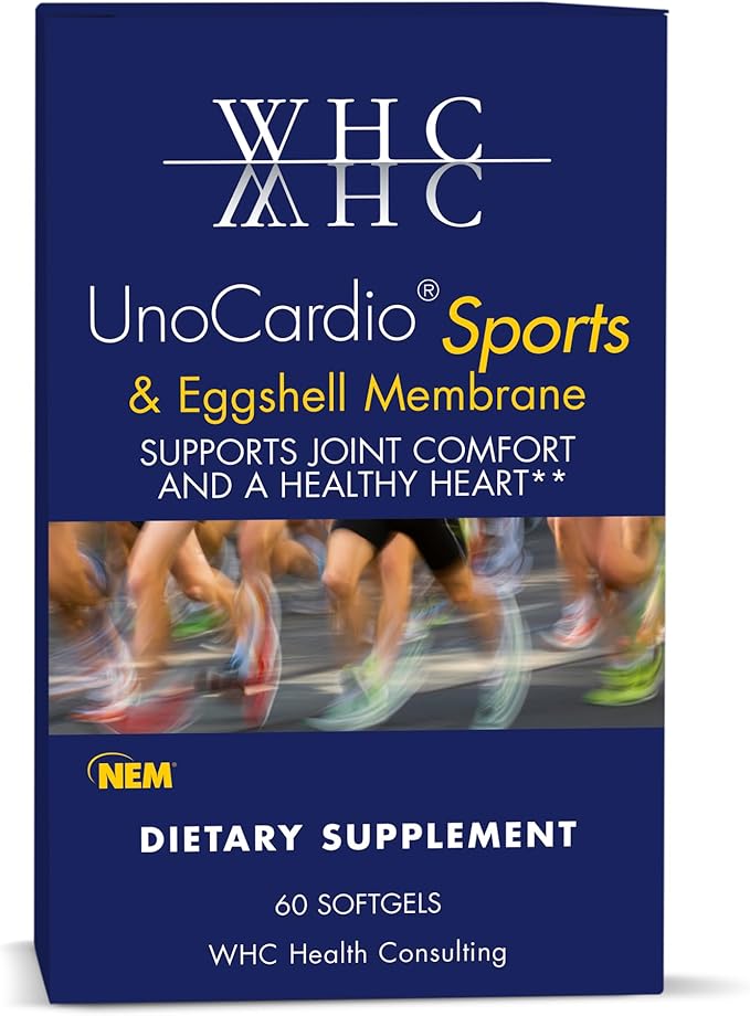WHC UnoCardio Sports & Eggshell Membrane Fish Oil, Supports Joints & A Healthy Heart,1250 mg of Omega-3, 720 mg EPA, 480 mg DHA, Unflavored, 60 Softgels