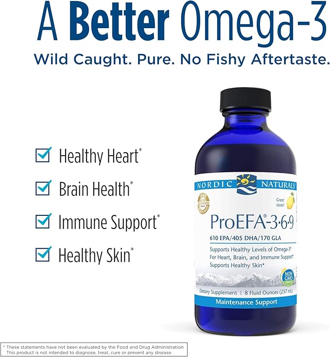 Nordic Naturals ProEFA 3-6-9, Lemon Flavor - 8 oz - 1270 mg Omega-3 - EPA & DHA with Added GLA - Healthy Skin, Cognition, & Positive Mood - Non-GMO - 48 Servings