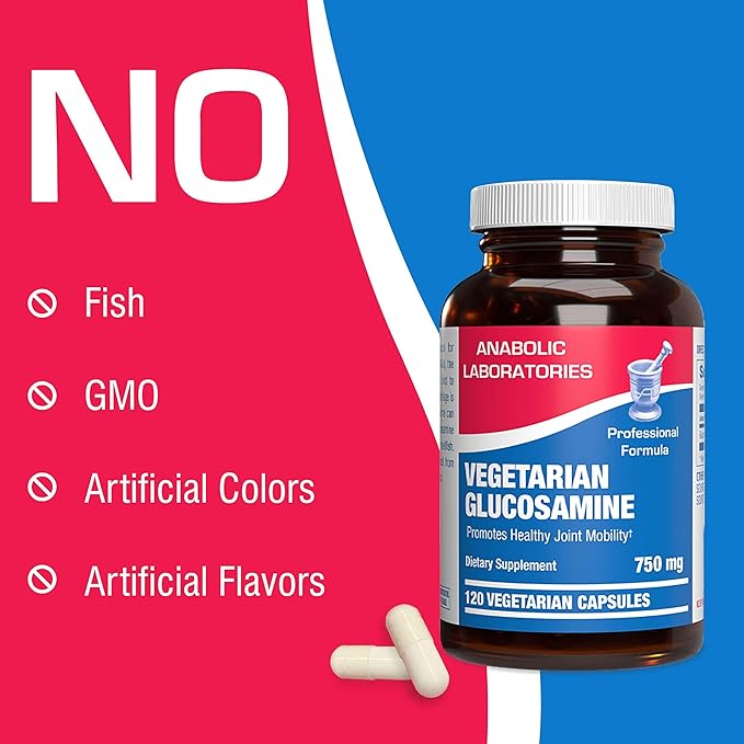 Vegan Glucosamine Joint Health Supplement - Soft Tissue Cartilage Tendon and Ligament Supplement for Enhanced Mobility Comfort & Flexibility - Non-GMO Shellfish Free & Made in The USA - 120 Servings
