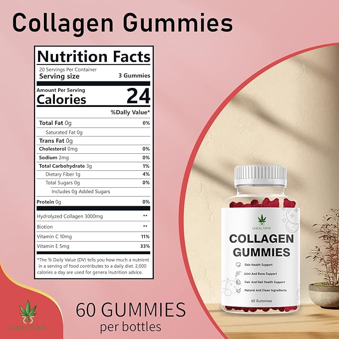 Collagen Peptides Gummies - Collagen Gummies with Peptides Type I II III V X Peptides for Hair Skin & Nails - Hydrolyzed Collagen for Women and Men (1)