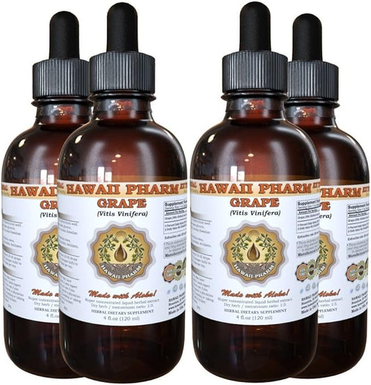 Grape Liquid Extract, Grape (Vitis Vinifera) Seed Tincture Supplement 4x4 oz