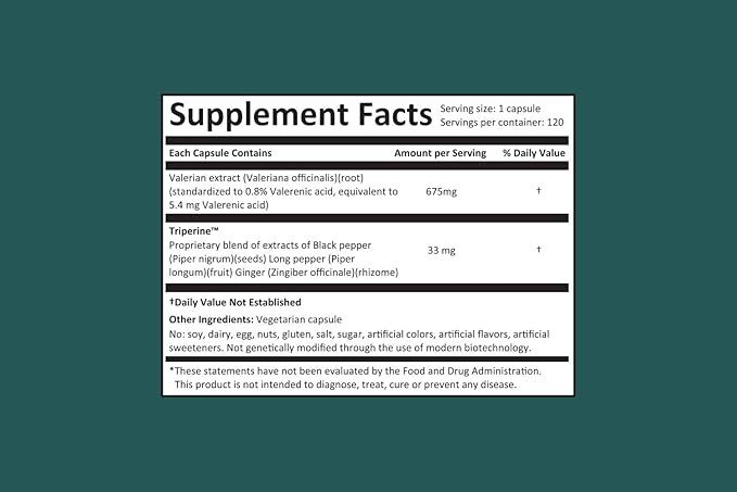 Valerian Ayurvedic Promotes Rest Sleep Relaxes Muscles 120 Vegetarian Capsules