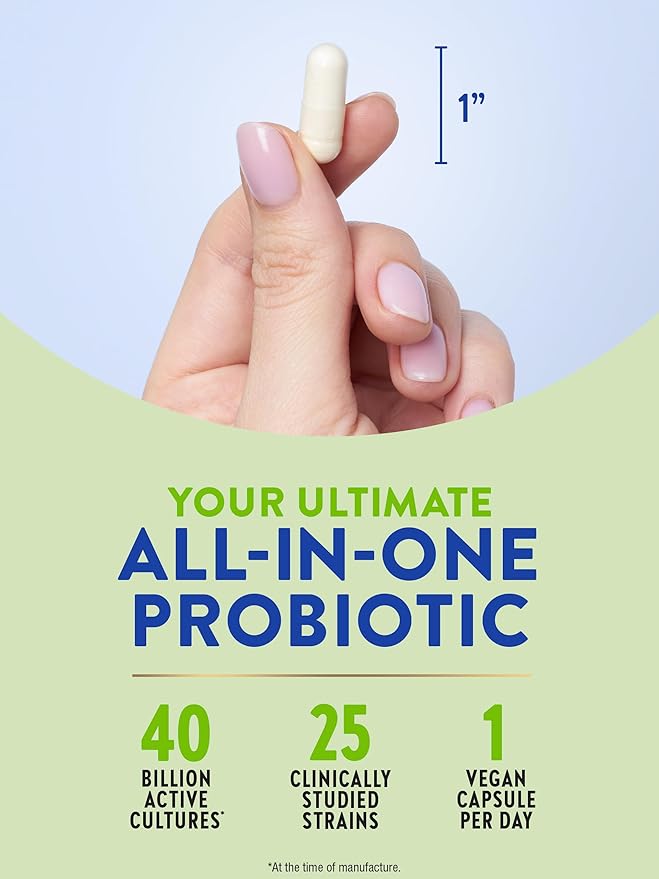 Nature's Truth Raw Flora Probiotic with Prebiotics | 40 Billion CFU | Daily Digestive Vegan Capsules | Gluten Free Supplement for Men and Women