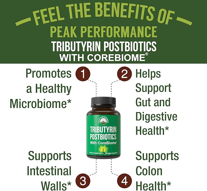 CoreBiome Tributyrin Postbiotic Supplement Clinically Tested For Gut Health. More Effective than Sodium Butyrate Capsules. High Bioavailability Post Biotics For Digestive, Leaky Gut, Colon, Microbiome