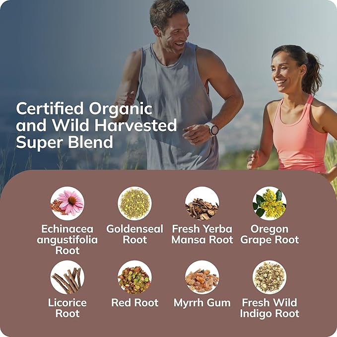 Grama Wellness Echinacea Goldenseal Tincture, Alcohol-Free Liquid Extract Immune Support Supplement, Organic Echinacea & Goldenseal Root Drops | Made in USA - 30 Servings