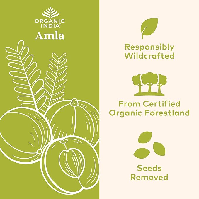 ORGANIC INDIA Amla Capsules Organic - Indian Gooseberry Herbal Vitamin Supplement, Amla Supplement, Immune Support, Vegan, Gluten-Free, Ayurvedic, Antioxidant, Non-GMO - 60 Capsules