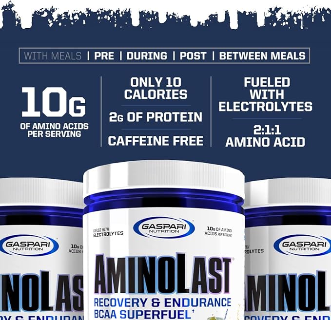 Gaspari Nutrition: AminoLast, Muscle Recovery and Endurance BCAA Fuel, Enhances Recovery & Replenishes Electrolytes, 30 Servings (Peach Raspberry)