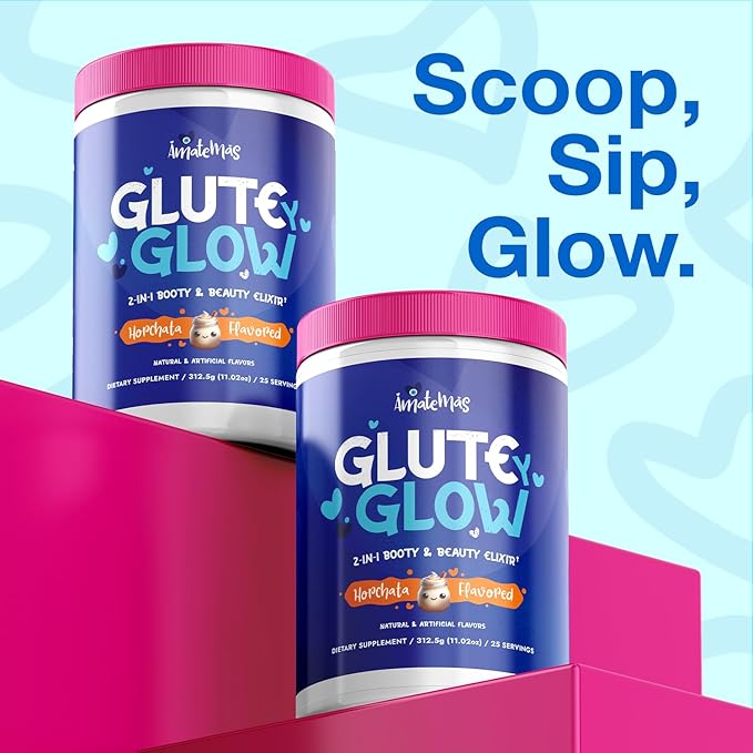 Glute Y Glow, Creatine for Women 2-in-1 Booty & Beauty Elixir W/Creatina para Glúteos┃Supports Faster Hair Growth, Stronger Nails & Glowing Skin - Horchata Flavor