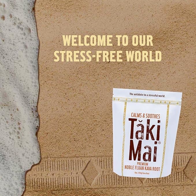 Taki Mai Traditional Kava Kava Powder 16oz – Premium Kava Root Powder with High Kavalactone Content for Relaxation, Stress Relief, Calmness and Sleep Support