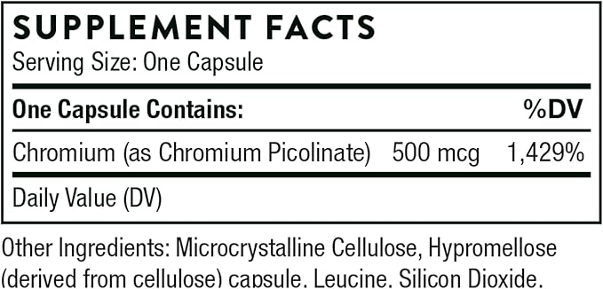 THORNE Chromium Picolinate - 500mg Chromium - 60 Capsules