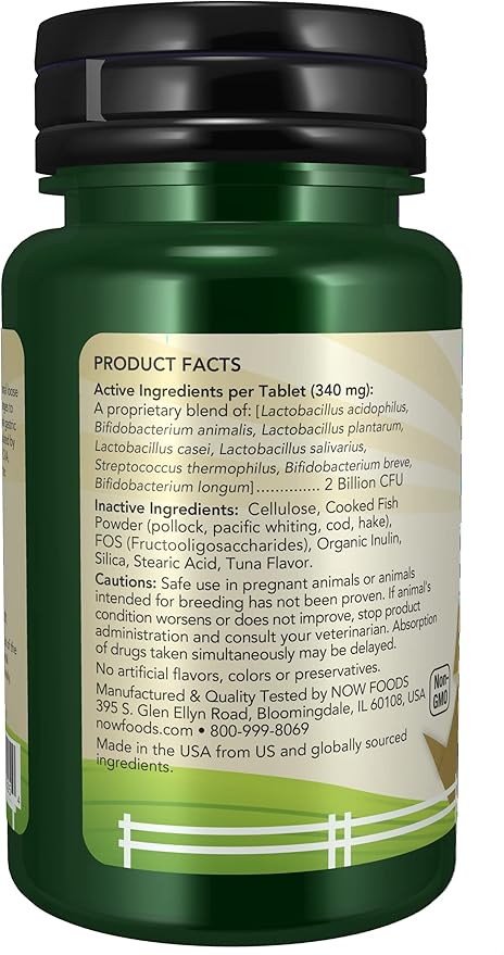 NOW Foods Pet Health, G.I. Support Supplement, Formulated for Cats & Dogs, NASC Certified, 90 Chewable Tablets