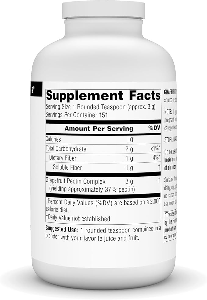 Source Naturals Grapefruit Pectin, Soluble Fiber - Dietary Supplement - 16 oz Powder