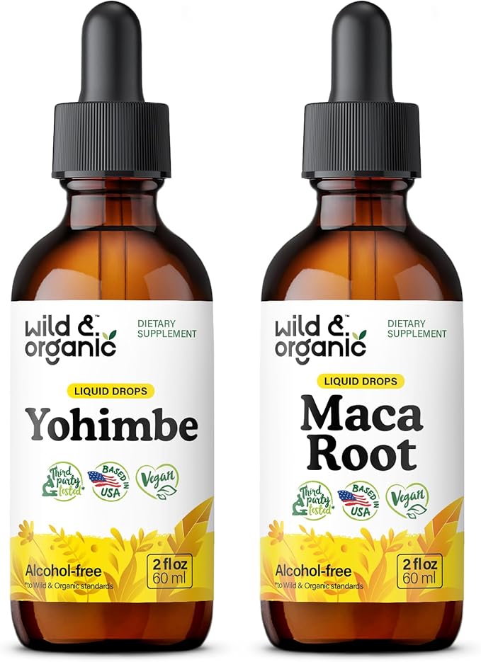 Wild & Organic Yohimbe Tincture 2 fl oz & Maca Root Tincture 2 fl oz