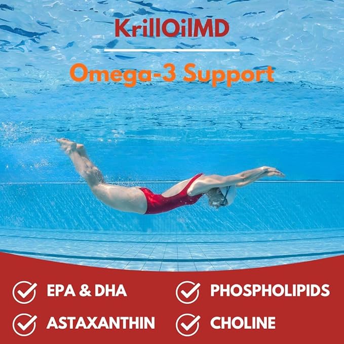 ScimeraMD® KrillOilMD Antarctic Krill Oil Omega 3 DHA EPA Supplement with Astaxanthin for Heart, Brain, and Joint Support, 30 CT