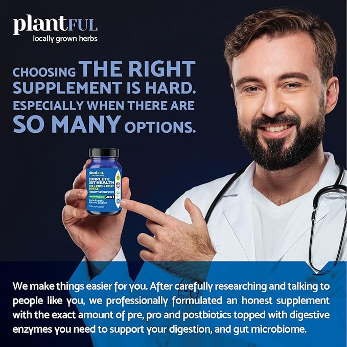 4-in-1 Pre Post Probiotics & Digestive Enzymes - Complete Gut Health & Digestive Support for Women & Men - Prebiotic Probiotic & Postbiotic Gas & Bloating Relief – 60 Non GMO Capsules