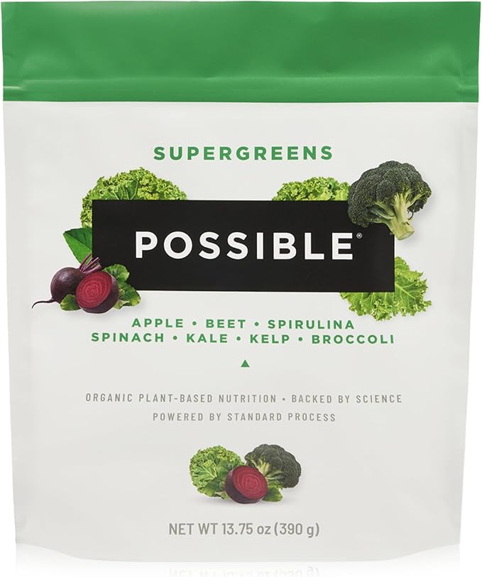 Possible SuperGreens - Superfoods Powder Mix with 23 Whole Food Ingredients - Vegan, Organic, Plant-Based Wellness - Gluten-Free, USDA Organic - Clean Label - 1 Bag, 30 Servings