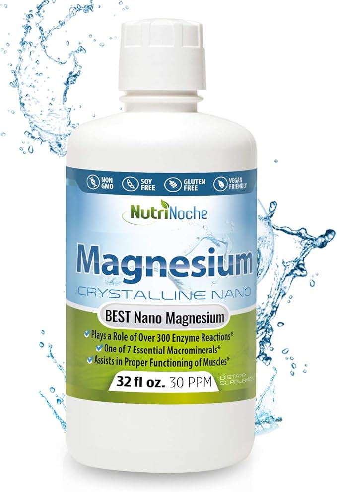 NutriNoche Liquid Magnesium- Concentrated Dose of 30 PPM of Nano Magnesium (32 Ounces) - Colloidal Minerals