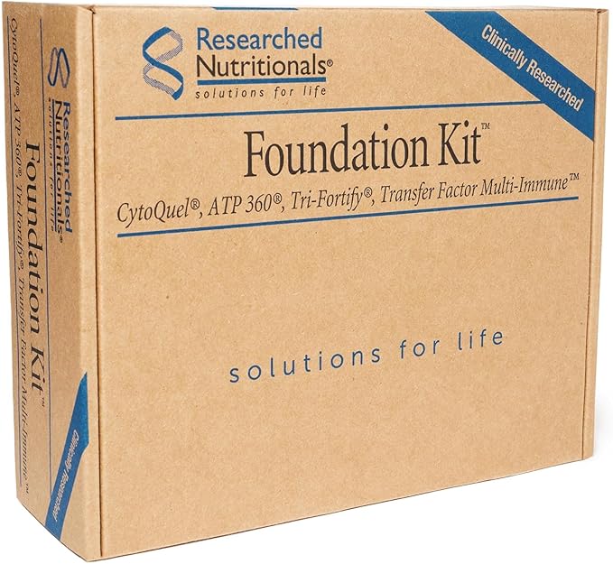 Researched Nutritionals Foundation Kit - Tri-Fortify Liposomal Glutathione (450mg) Orange, Transfer-Factor Multi Immune, ATP 360 & CytoQuel to Support Energy, Immunity, Cytokine Response & Detox