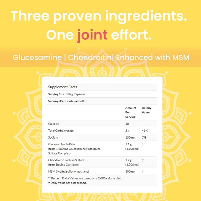 Move Better - Natural Joint Supplements For Women and Men | Supports Mobility, Cartilage Repair, and Joint Health | Fast Acting MSM Chondroitin & Glucosamine Joint and Knee Supplements | 90 Capsules