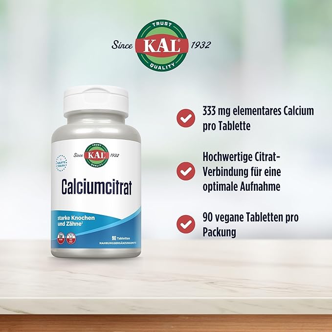 KAL Calcium Citrate, 1000 mg, 90 Tabs