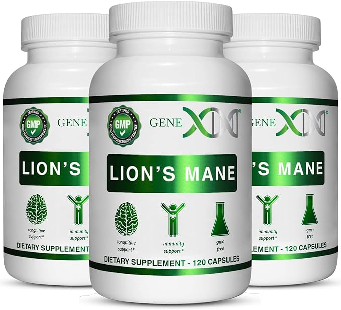 Genex Formulas Lions Mane Supplement with 100% Lions Mane Extract (3 Pack) - Nootropics Brain Support Supplement for Brain Boost, Focus, Mental Clarity, Natural Energy, 1000mg/serving - (360 Capsules)