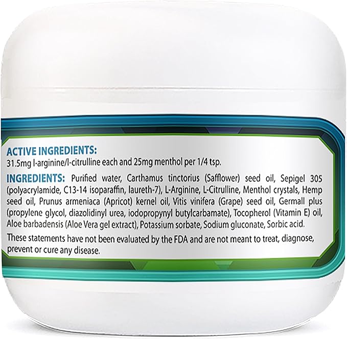Arginine Circulation Cream 2 oz - Menthol, L Arginine & L Citrulline Lotion - Supports Healthy Leg & Body Blood Flow - Whole Family Products
