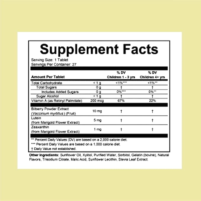 CHILDLIFE ESSENTIALS Healthy Vision SoftMelts - Eye Vitamins for Kids, Lutein Gummies, Lutein and Zeaxanthin Supplements, Eye Health Gummies, Lutein Children, Great Taste - Natural Berry, 27 Tablets