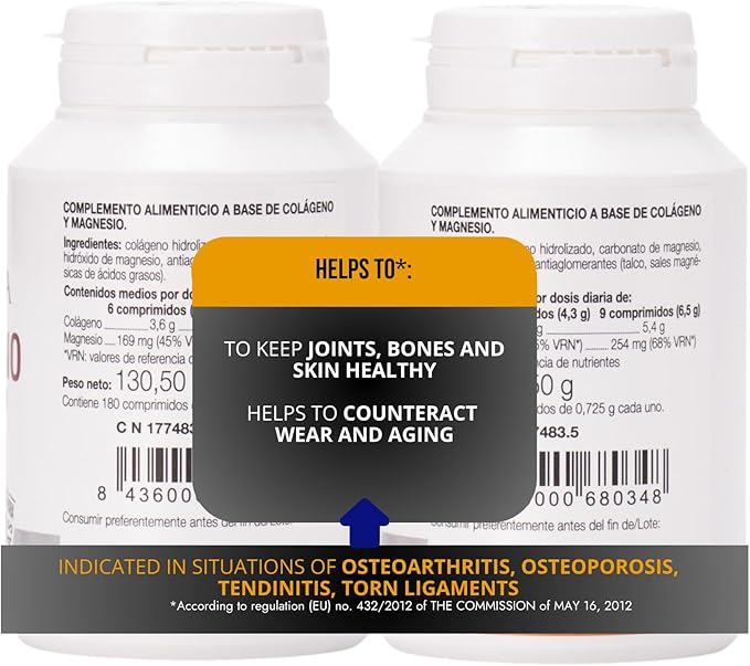 2 Pack - Ana Maria LaJusticia Collagen with Magnesium - 180 Tablets. Skin Rejuvenation, Nervous System Support, Bone and Teeth Health