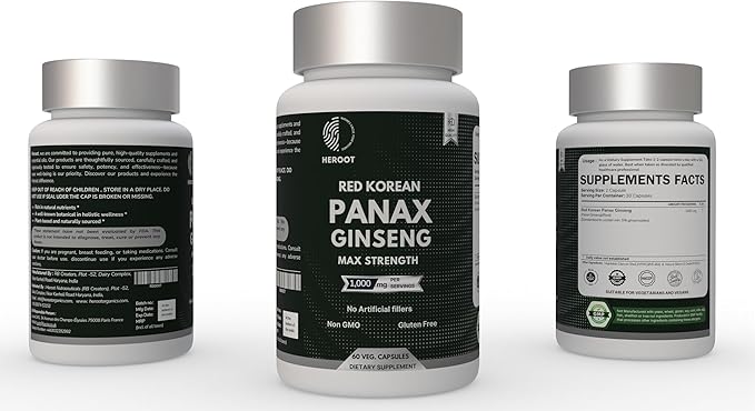 Panax Ginseng Capsule 500 MG Per Serving Energy, Serving for Mood, Cognitive Function and Energy Support, Non-GMO (Pack of 20 Capsule)