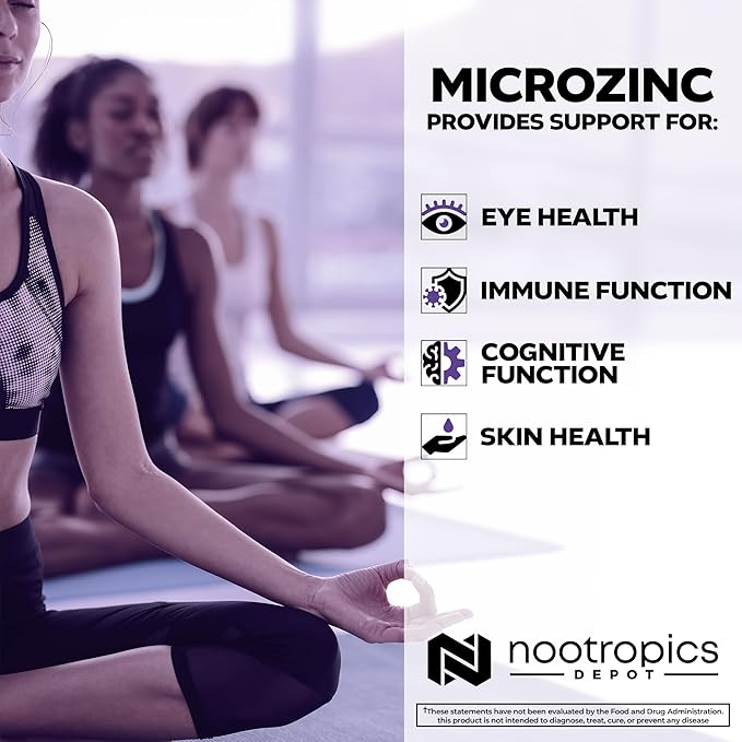 Nootropics Depot MicroZinc Capsules | 20mg | Optimized Zinc Supplement | 30 Count