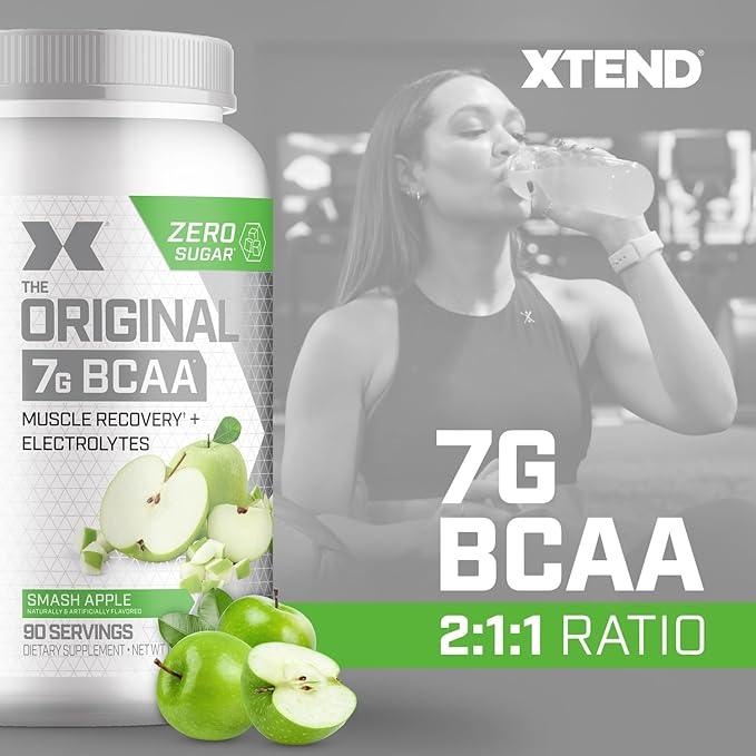 XTEND Original BCAA Powder 7g BCAA and 2.5g L-Glutamine, Sugar Free Post Workout Muscle Recovery Drink with Amino Acids for Men & Women, 90 Servings