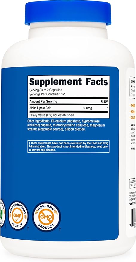 Nutricost Alpha Lipoic Acid 600mg, 240 Vegetarian Capsules - Gluten Free, Soy Free & Non-GMO, 120 Servings (2 Bottles)