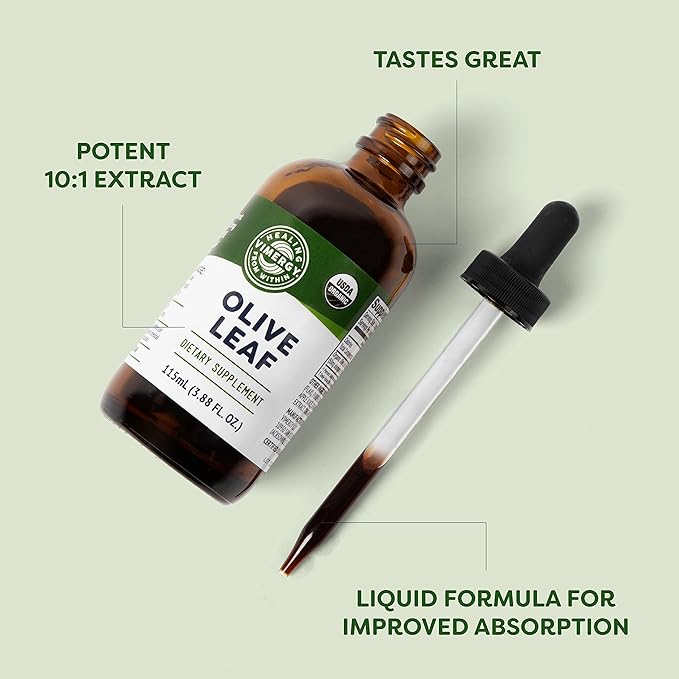 Vimergy Olive Leaf – Supports Immune Health* – Benefits Cardiovascular Function* – USDA Certified Organic, Vegan, Paleo-Friendly and Gluten-Free – 115 mL (57 Servings)