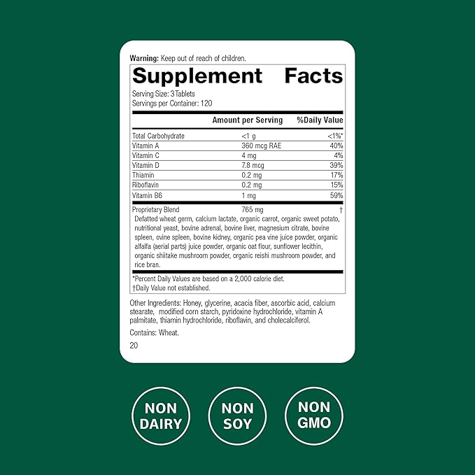 Standard Process Inc. Catalyn - Whole-Food Based Foundational Support for General Wellbeing with Vitamins D, C, A & B6, Thiamine, Riboflavin, Magnesium Citrate - 360 Tablets