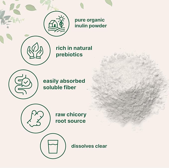 Micro Ingredients Organic Chicory Root Inulin Powder, 2 Pounds | Natural Prebiotic Fiber Supplement | Intestinal Support for Colon and Gut Health | Non-GMO and Vegan Friendly