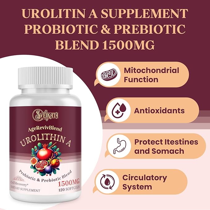 Urolithin A Supplement 1500mg, 120 Softgels (2 Bottles)