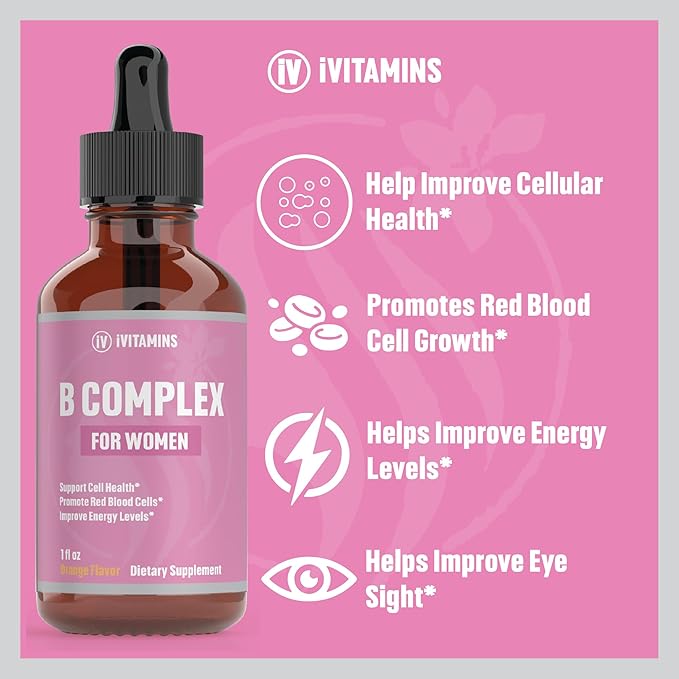 B Complex Vitamins for Women | Helps to Improve Brain Function, Digestion, Energy, & More | B Vitamins Complex for Women | Vitamin B Complex | B Complex Vitamins | B12 Complex | 1 fl oz